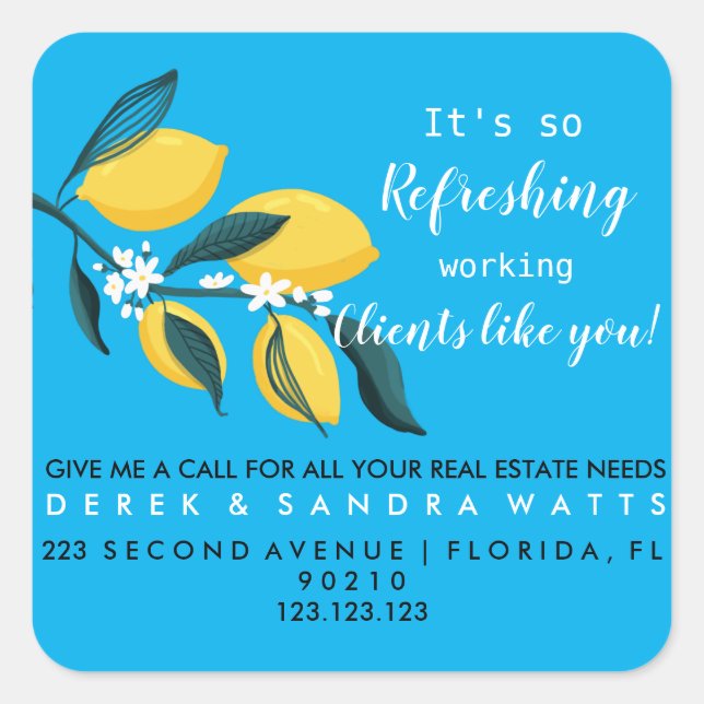 Sticker Carré Immobilier Lemon Summer pop par Card Mouse Mat (Devant)