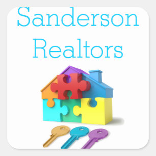 Sticker Carré Immobilier, Maison et Clés, Immobilier, Agent immo