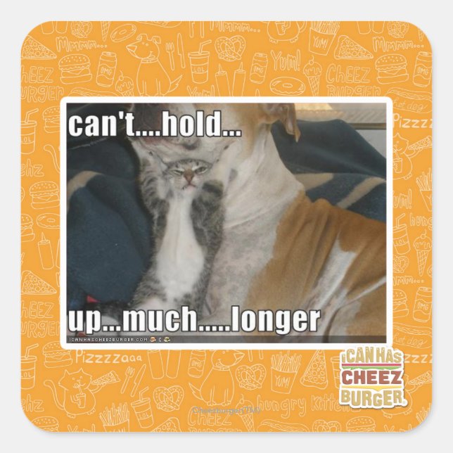 Sticker Carré Impossible de tenir plus longtemps (Devant)