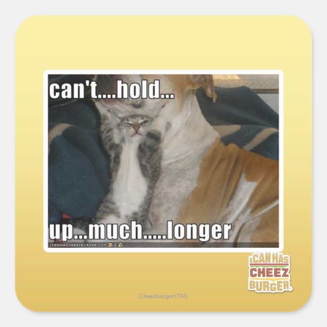 Sticker Carré Impossible de tenir plus longtemps (Devant)