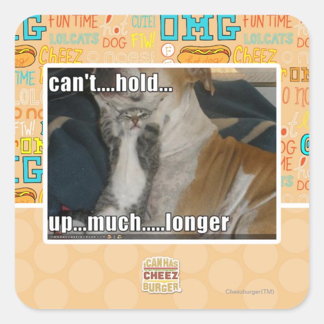 Sticker Carré Impossible de tenir plus longtemps (Devant)