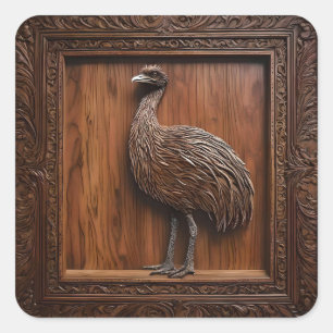 Sticker Carré Impression 3d Wood Australian Emu