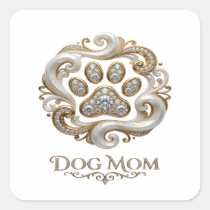 Sticker Carré Impression autocollante maman chien doré mignonne