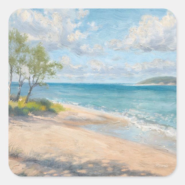 Sticker Carré Impression d'art de plage Fine Art Coastal Breeze (Devant)
