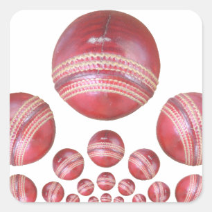 Sticker Carré Impression de la balle de cricket de Sports Lover