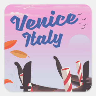 Sticker Carré Impression de vacances à Venise en gondole en Ital