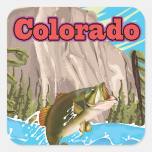 Sticker Carré Impression de voyage vintage Colorado.