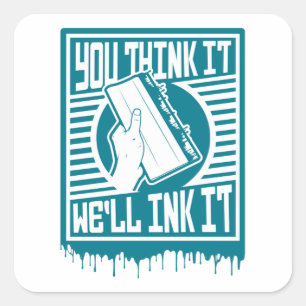 Sticker Carré Impression d'écran Impression d'encre d'obéissance