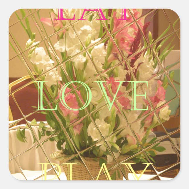 Sticker Carré Impression des fleurs reflétées (Devant)