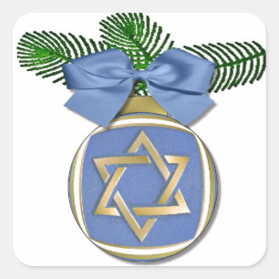 Sticker Carré Impression d'ornement de l'étoile de David Judaica