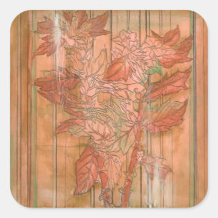 Sticker Carré Impression florale orange moderne sur l'arrière -