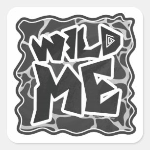 Sticker Carré Impression Giraffe noir et gris clair