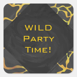 Sticker Carré Impression Giraffe noir et jaune