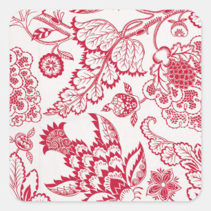 Sticker Carré Impression Jacobean rouge