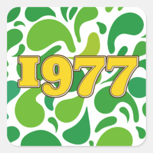 Sticker Carré Impression métallique vintage 1977