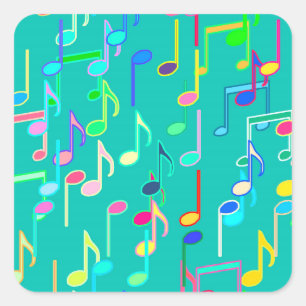 Sticker Carré Impression musicale - turquoise, multi