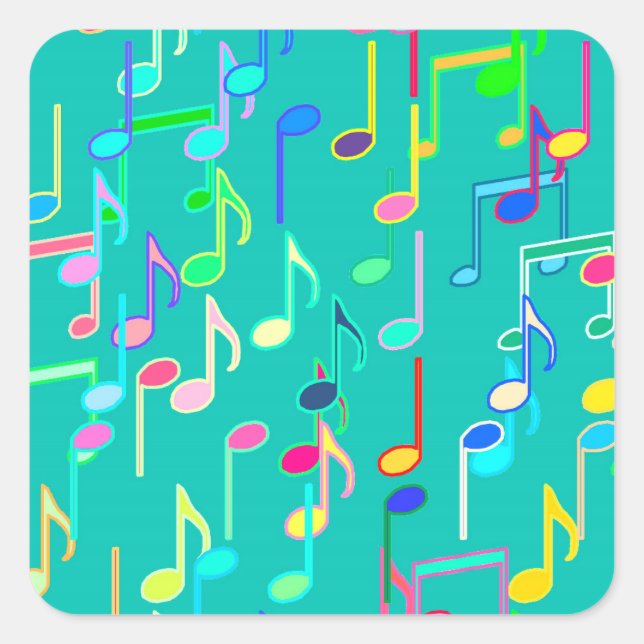 Sticker Carré Impression musicale - turquoise, multi (Devant)