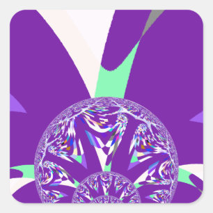 Sticker Carré Imprimante d'art bleu rétro Cyan Kaleidoscope