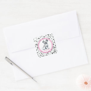 Sticker Carré Imprimé Dalmatien Anniversaire Fête Noir et Blan