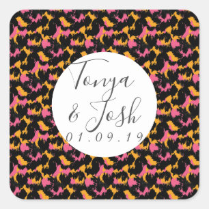 Sticker Carré Imprimé guépard coloré motif moderne mariage