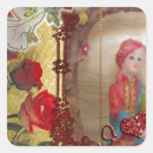 Sticker Carré Imprimer mariage Doll Portrait Graphique