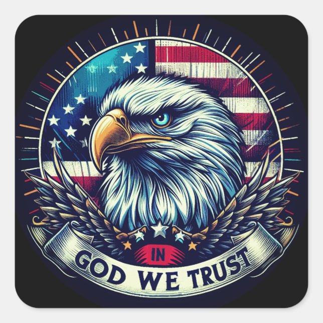 Sticker Carré "In God We Trust Eagle" C (Devant)