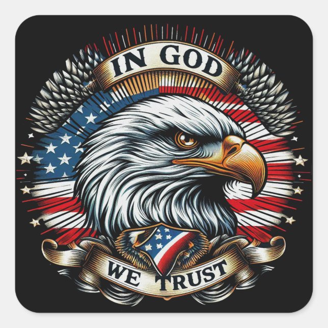 Sticker Carré "In God We Trust Eagle" D (Devant)