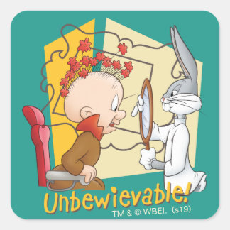 Sticker Carré "Incroyable" Barbier Bugs Bunny™ et Elmer Fudd