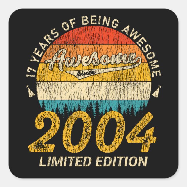 Sticker Carré Incroyable depuis 2004 Edition Limitée Cadeau d'An (Devant)
