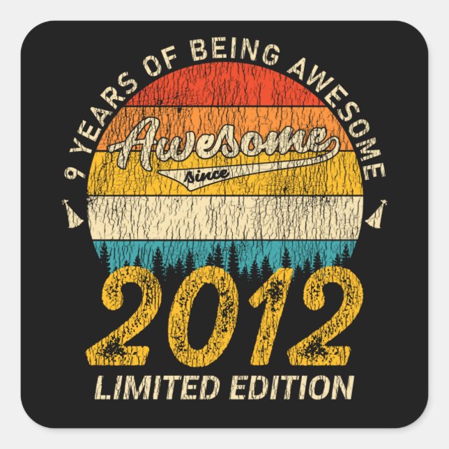 Sticker Carré Incroyable depuis 2012 édition limitée cadeau d'an (Devant)