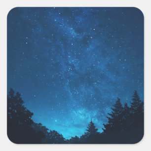 Sticker Carré Incroyable galaxie de la Voie lactée au-dessus d'u