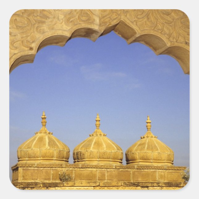Sticker Carré Inde, Rajasthan, Jaisalmer. Dômes en grès (Devant)