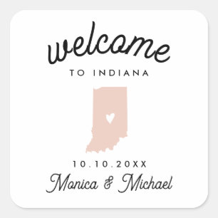 Sticker Carré INDIANA State Destination Mariage N'IMPORTE QUELLE