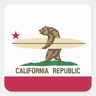 Sticker Carré Indicateur California Surfer Bear