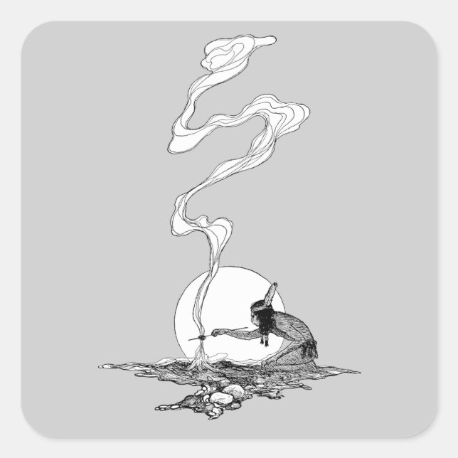 Sticker Carré Indien dans sa solitude par NC Wyeth Western Vinta (Devant)