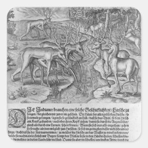 Sticker Carré Indiens de la Floride chassant des cerfs communs