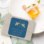 Sticker Carré Indigo & Honeycomb Golden Bee Wedding shower<br><div class="desc">Coordonnez parfaitement votre thème Partenaires à Bee indigo et nid d'abeille avec ces stickers de thème d'abeille moderne préférez. N’oubliez pas de consulter la collection Indigo & Honeycomb Partners to Bee Shower d’EmmyINK pour mieux coordonner la décoration et les stationnements personnalisés !</div>