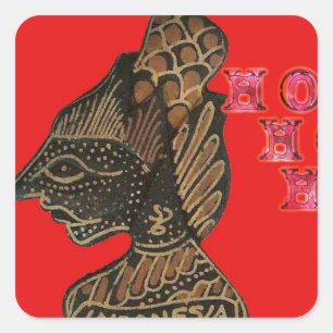 Sticker Carré Indonesi Shadow Puppet Hohoho Design sur toile rou