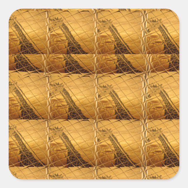 Sticker Carré Infinie Golden Giraffe Animal Motif Art Imprimer (Devant)