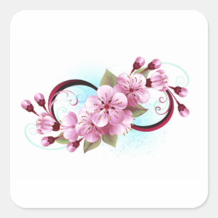 Sticker Carré Infinité avec les fleurs Sakura