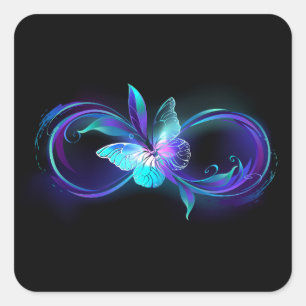 Sticker Carré Infinité brillante avec papillon magique