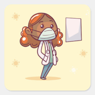 Sticker Carré Infirmière