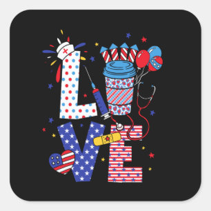 Sticker Carré Infirmière américaine haut de survêtement 4 juille