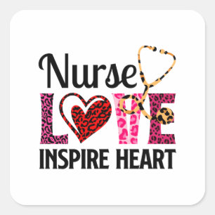 Sticker Carré Infirmière Amour Inspirer Coeur - Motivationnel Pa