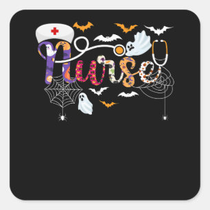 Sticker Carré Infirmière Costume Halloween cadeau avec araignée 
