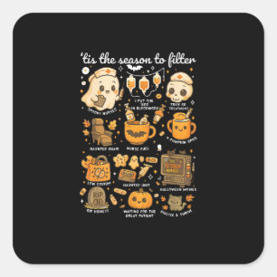 Sticker Carré Infirmière de dialyse C'est la saison d'Halloween