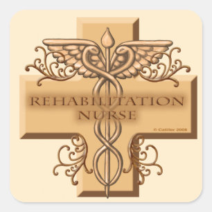 Sticker Carré Infirmière de réadaptation Caduceus