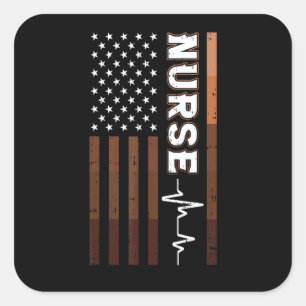 Sticker Carré Infirmière Drapeau Américain Histoire des Noirs BL