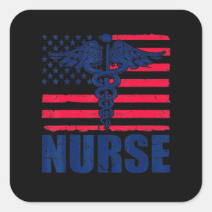 Sticker Carré Infirmière Drapeau Américain Pour Cna Rn Lpn Réa V