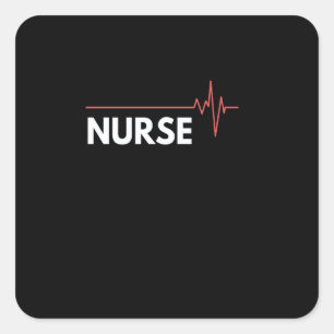 Sticker Carré Infirmière métier cœur travail dur hôpital batteme